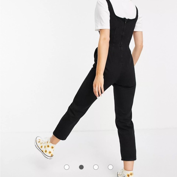 TOPSHOP BLACK DENIM SQUARE-NECK JUMPSUIT | PETITE - Picture 4 of 7